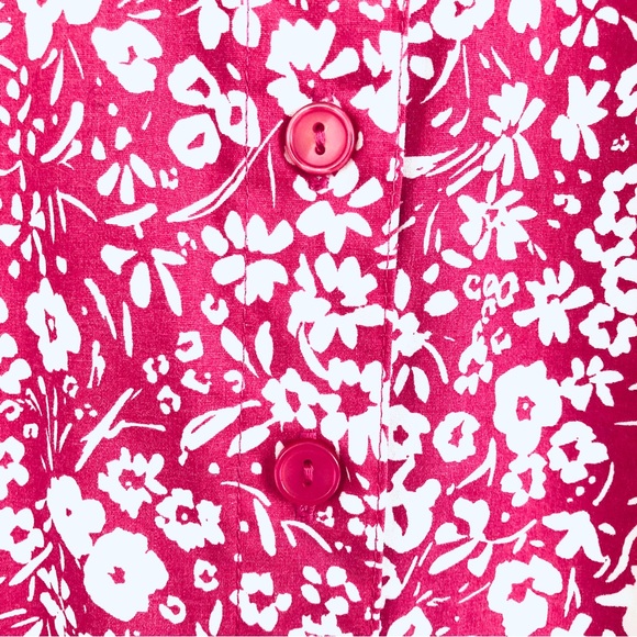Denim & Co. Printed Button Front Shirt in Magenta Floral, Size M - Picture 8 of 13